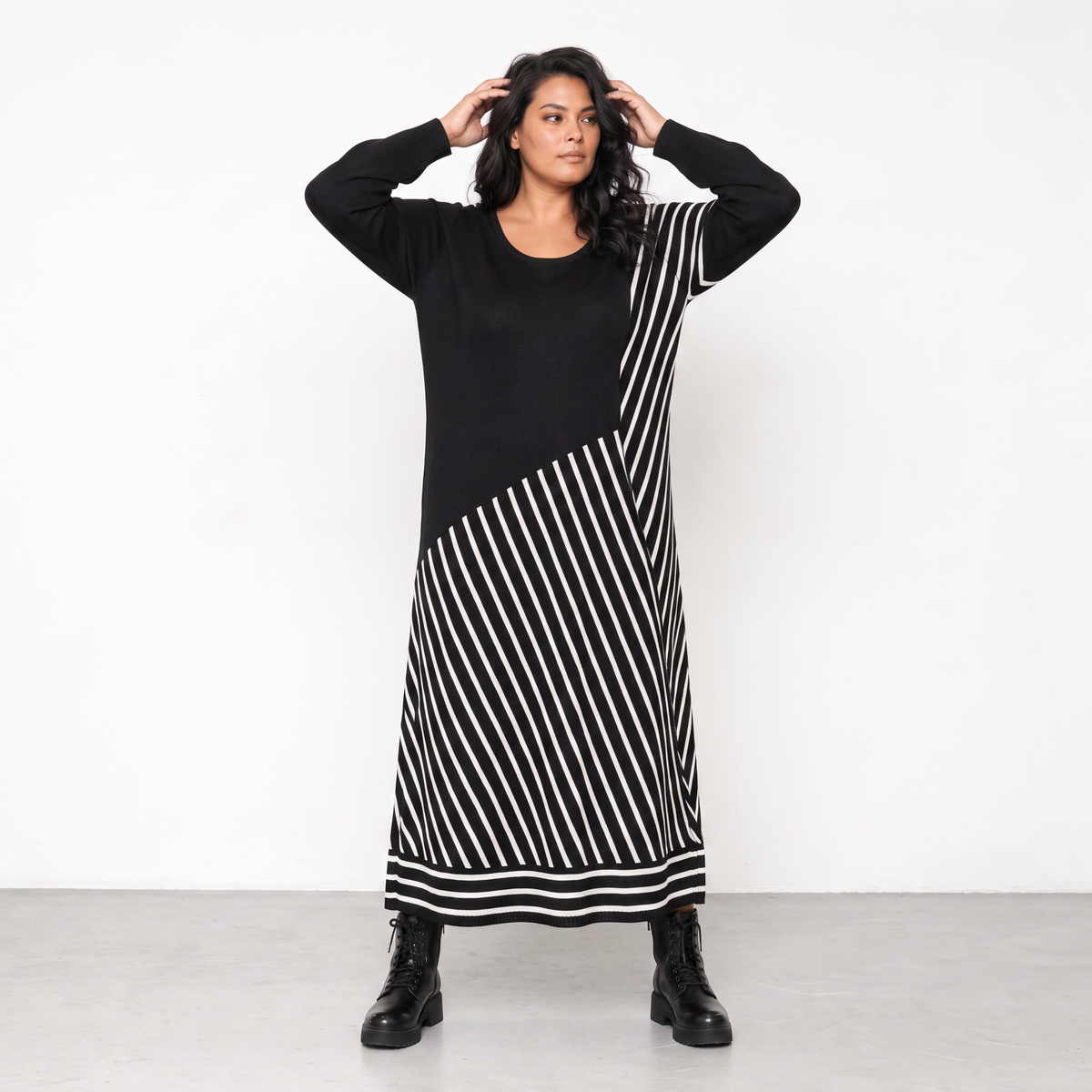 AKH Fashion Kleid Warmy 2318 Schwarz/Weiß