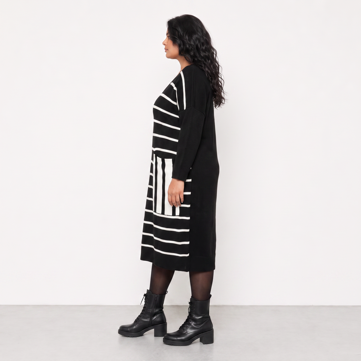 AKH Fashion Kleid Warmy 2328 Schwarz/Weiß