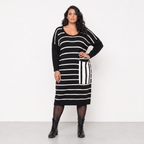 AKH Fashion Kleid Warmy 2328 Schwarz/Weiß