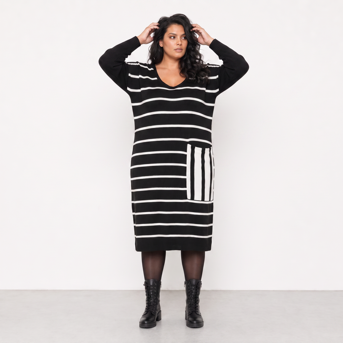 AKH Fashion Kleid Warmy 2328 Schwarz/Weiß