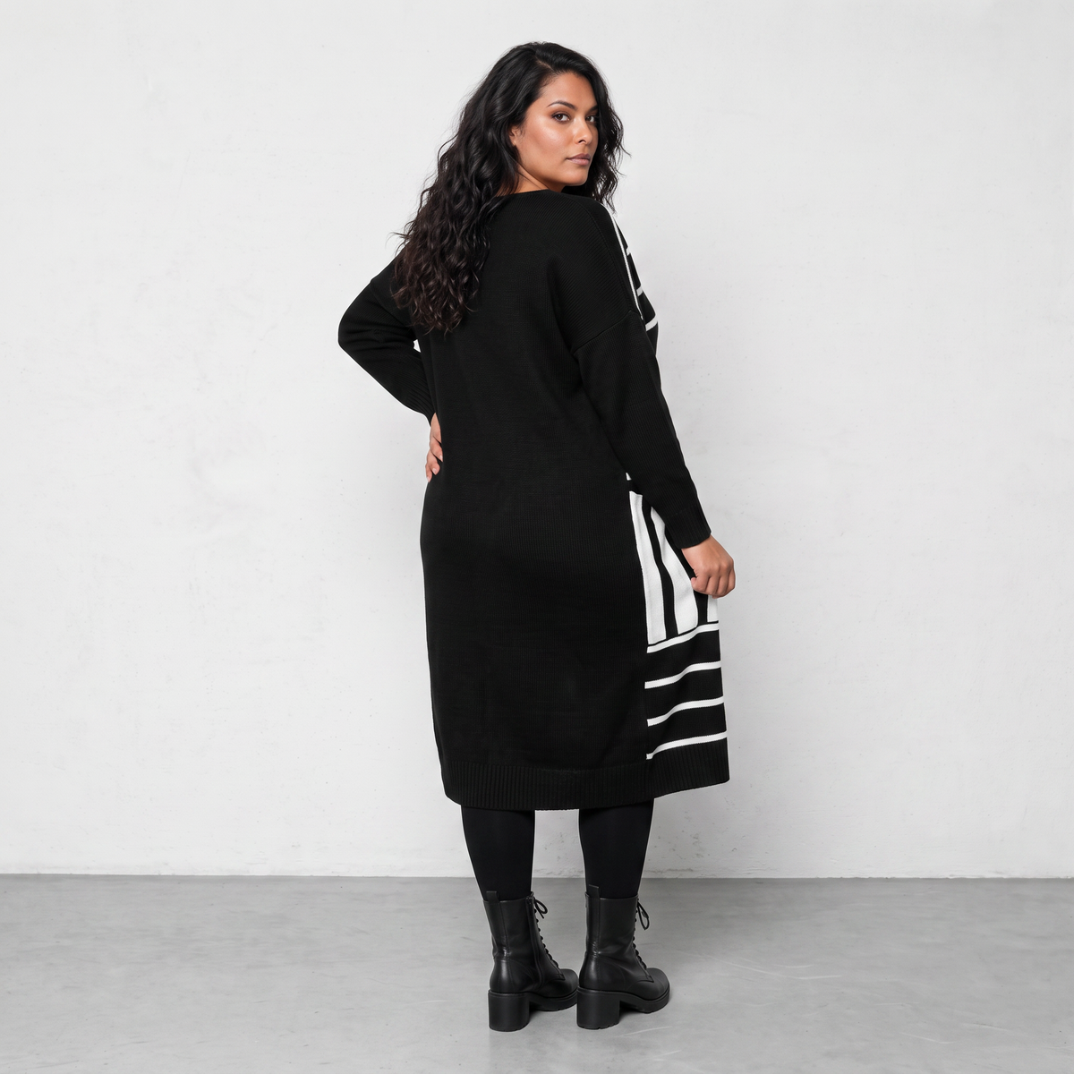 AKH Fashion Kleid Warmy 2328 Schwarz/Weiß