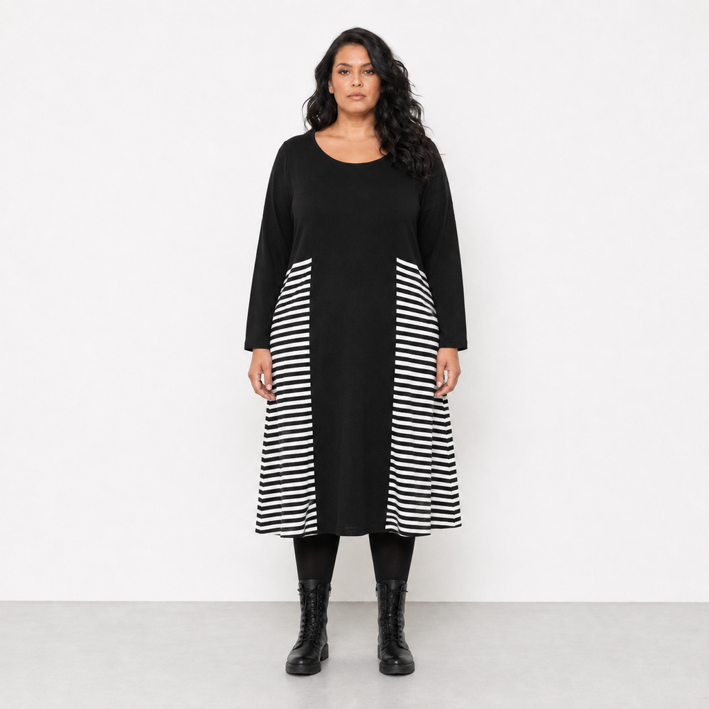 AKH Fashion Kleid Warmy 2333 Schwarz/Weiß