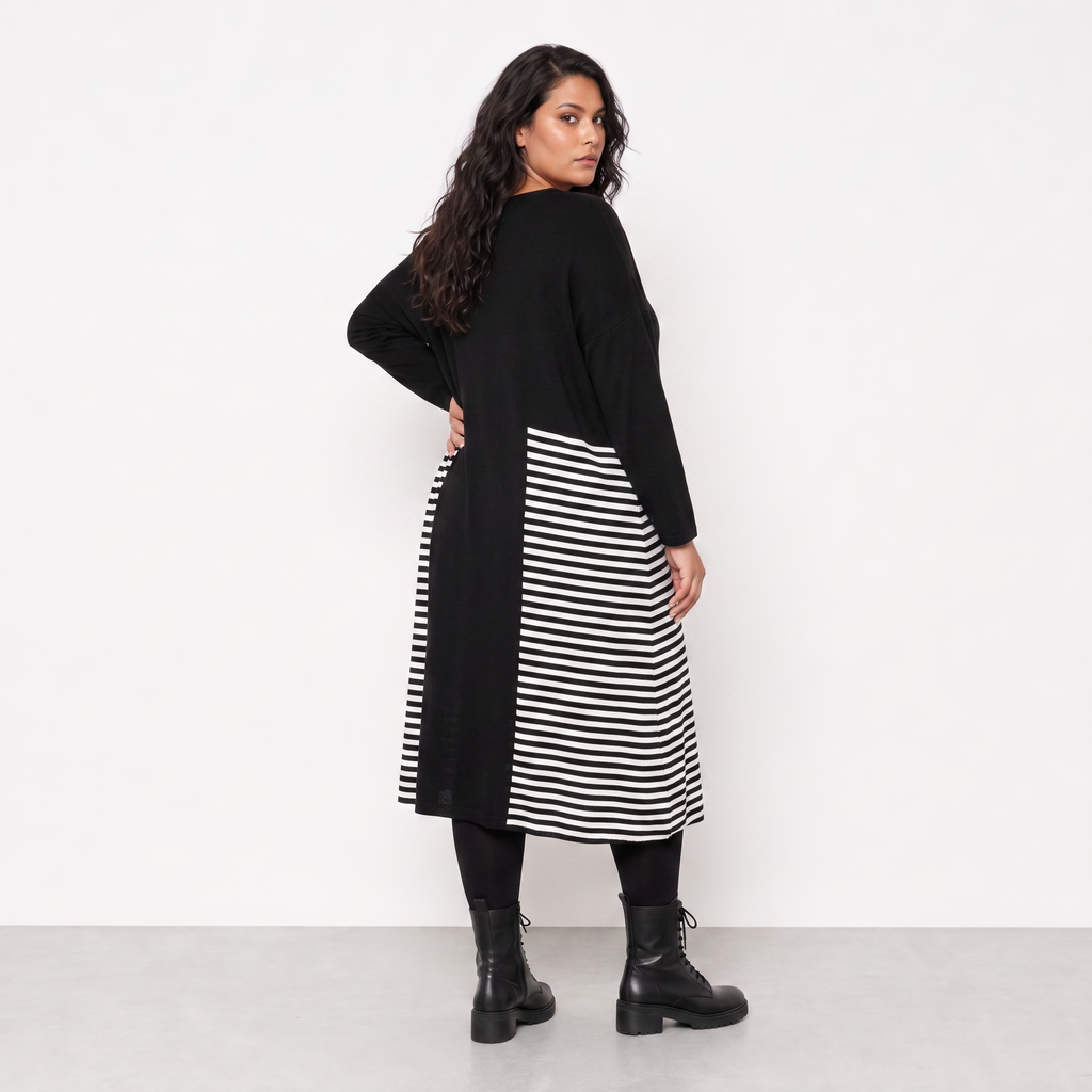 AKH Fashion Kleid Warmy 2333 Schwarz/Weiß