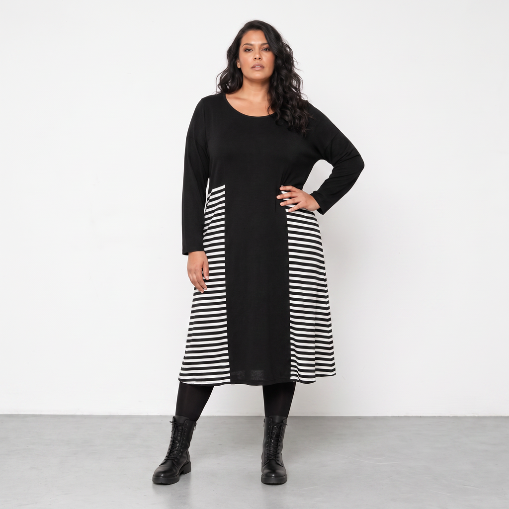 AKH Fashion Kleid Warmy 2333 Schwarz/Weiß