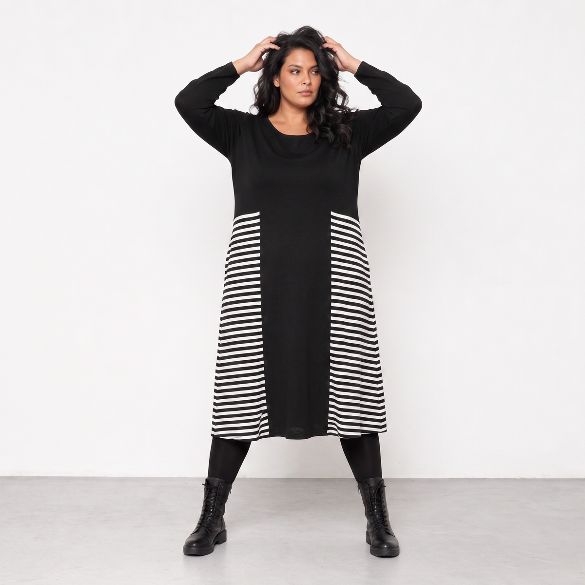 AKH Fashion Kleid Warmy 2333 Schwarz/Weiß