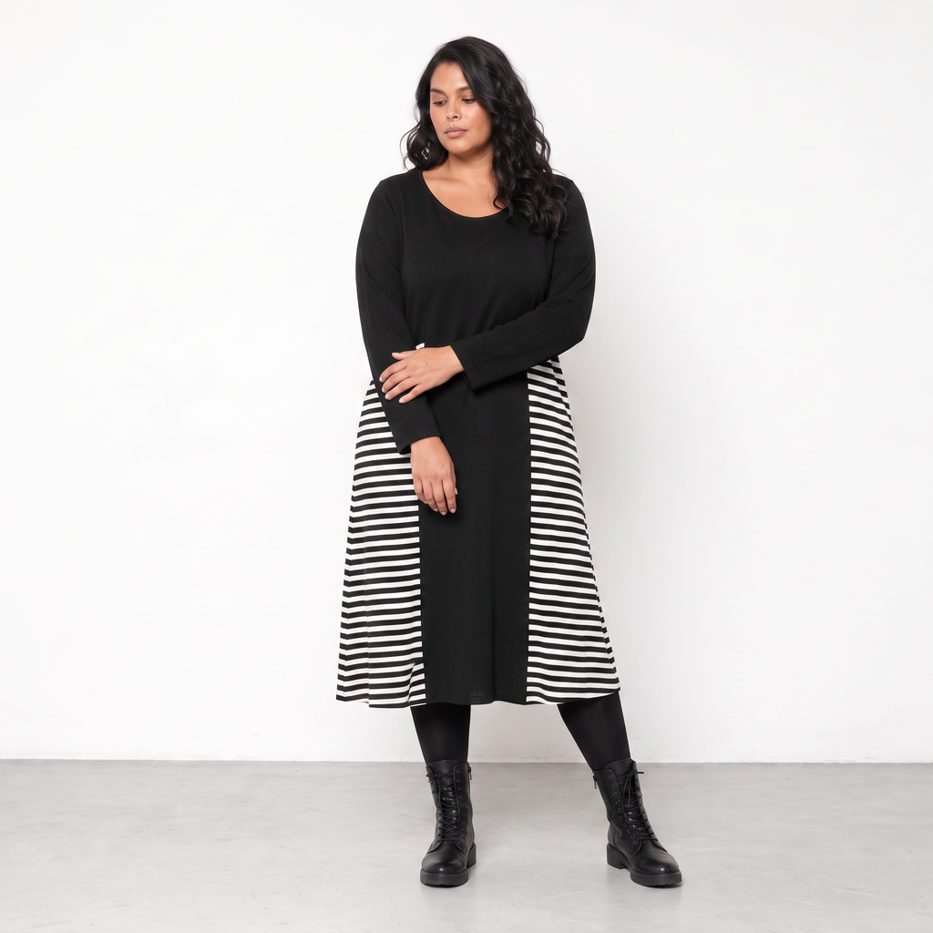 AKH Fashion Kleid Warmy 2333 Schwarz/Weiß