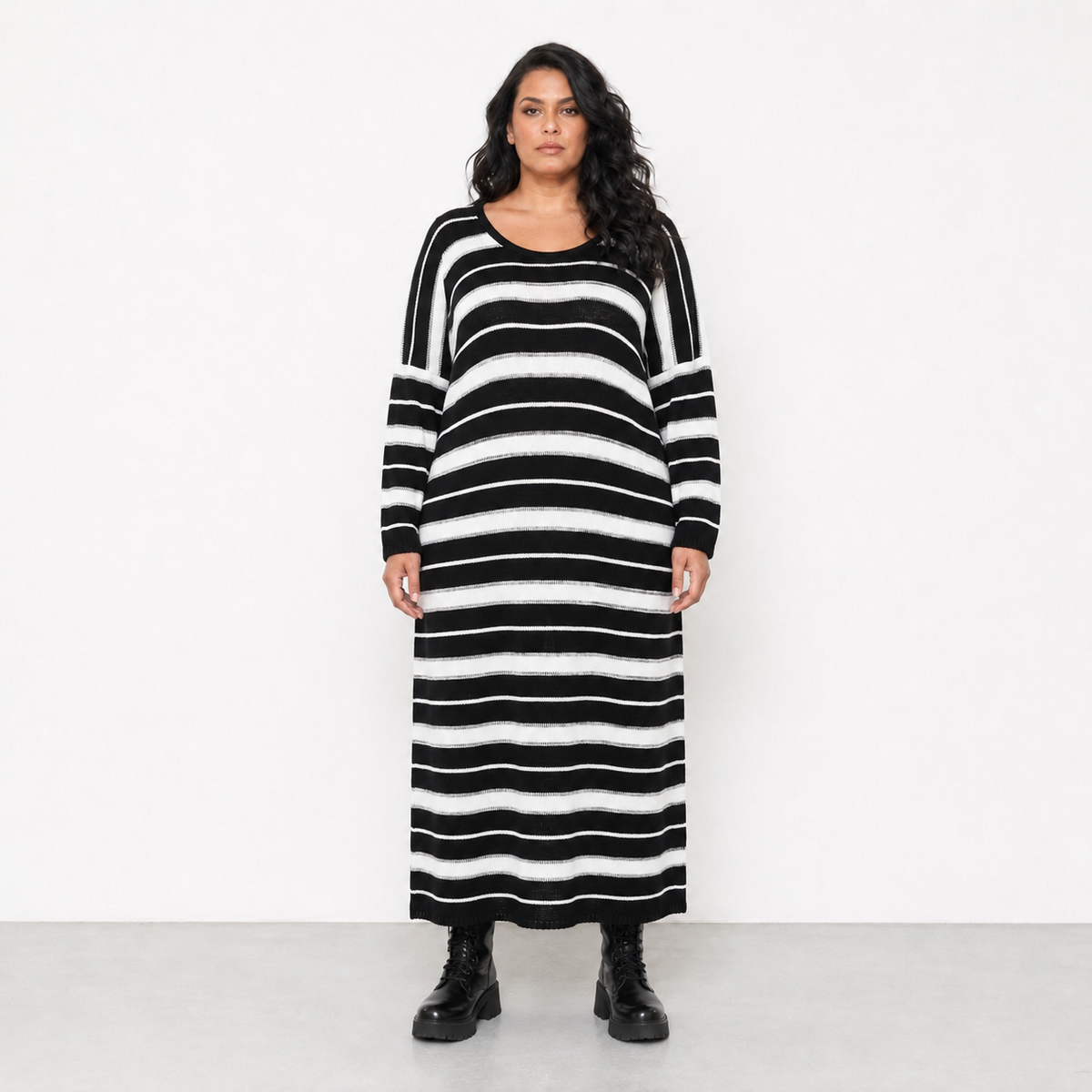 AKH Fashion Kleid Warmy 2337 Schwarz/Weiß