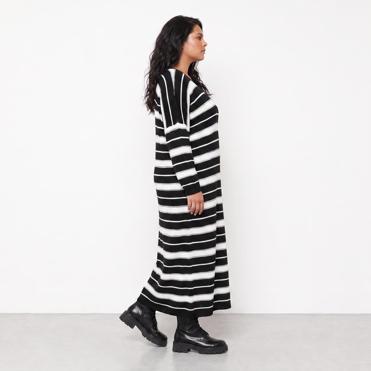 AKH Fashion Kleid Warmy 2337 Schwarz/Weiß