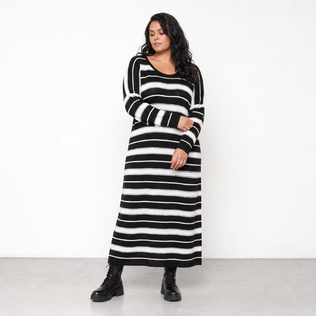 AKH Fashion Kleid Warmy 2337 Schwarz/Weiß