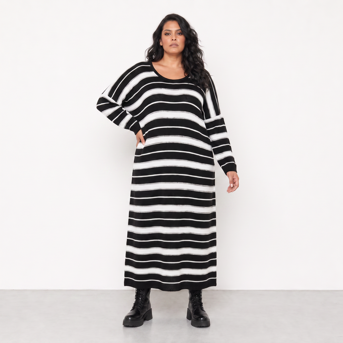 AKH Fashion Kleid Warmy 2337 Schwarz/Weiß