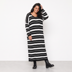 AKH Fashion Kleid Warmy 2337 Schwarz/Weiß