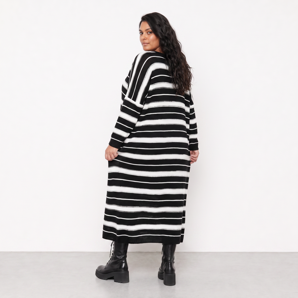 AKH Fashion Kleid Warmy 2337 Schwarz/Weiß