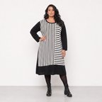AKH Fashion Kleid Warmy 2346 Weiß/Schwarz