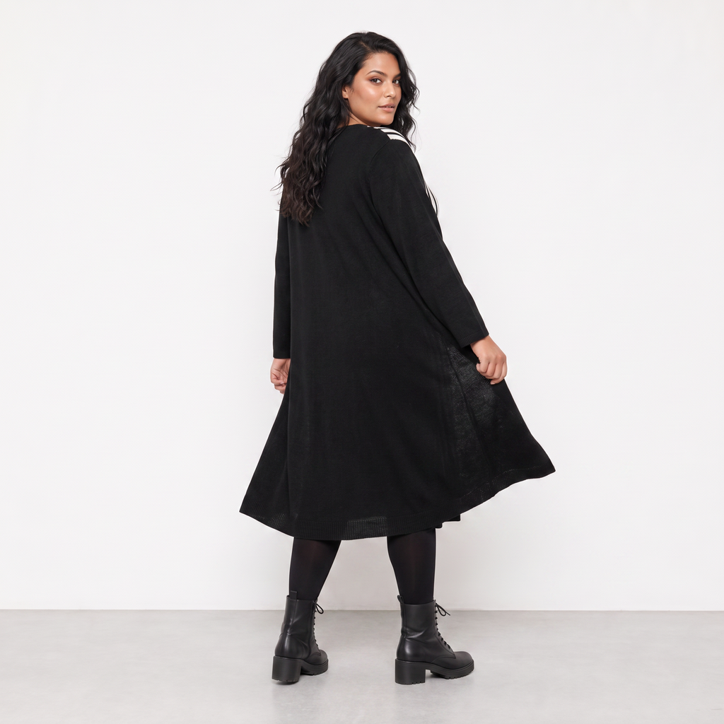 AKH Fashion Kleid Warmy 2346 Weiß/Schwarz