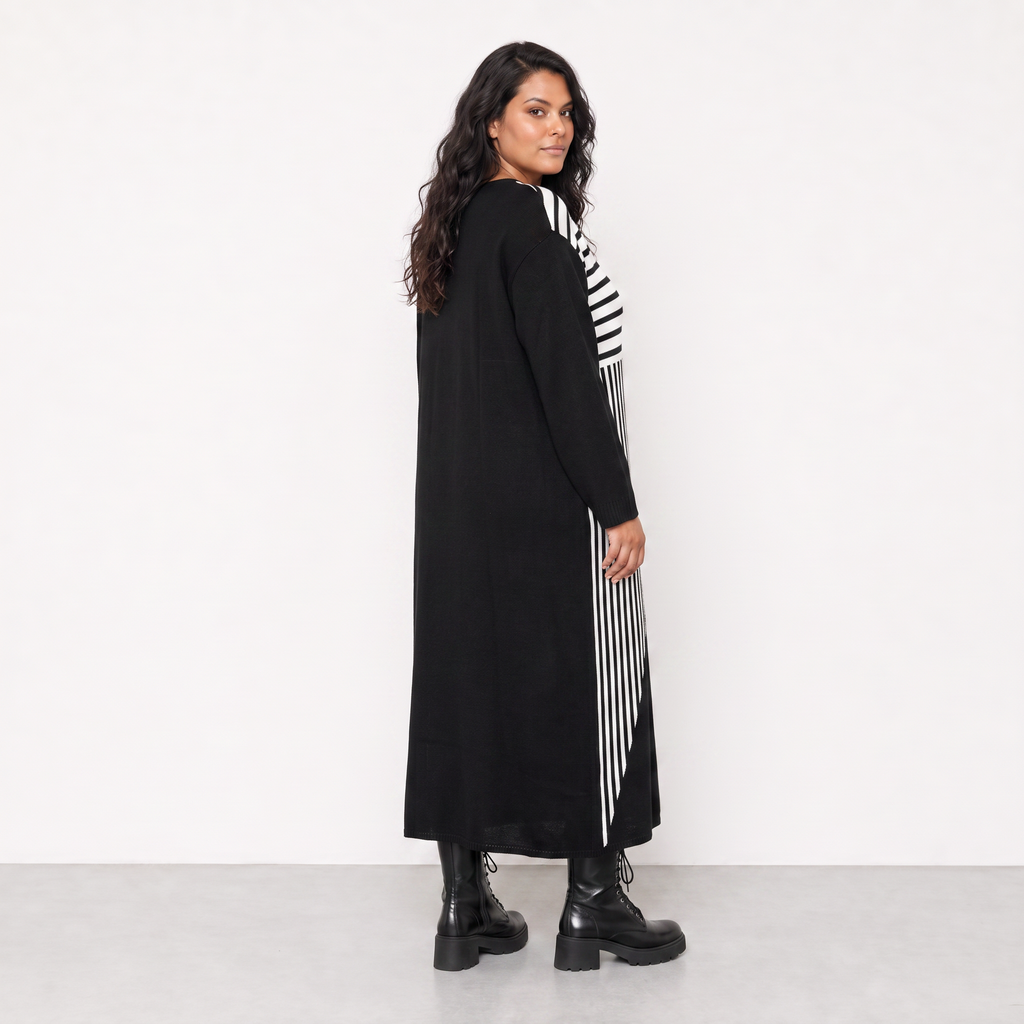 AKH Fashion Kleid Warmy 2401 Schwarz/Weiß