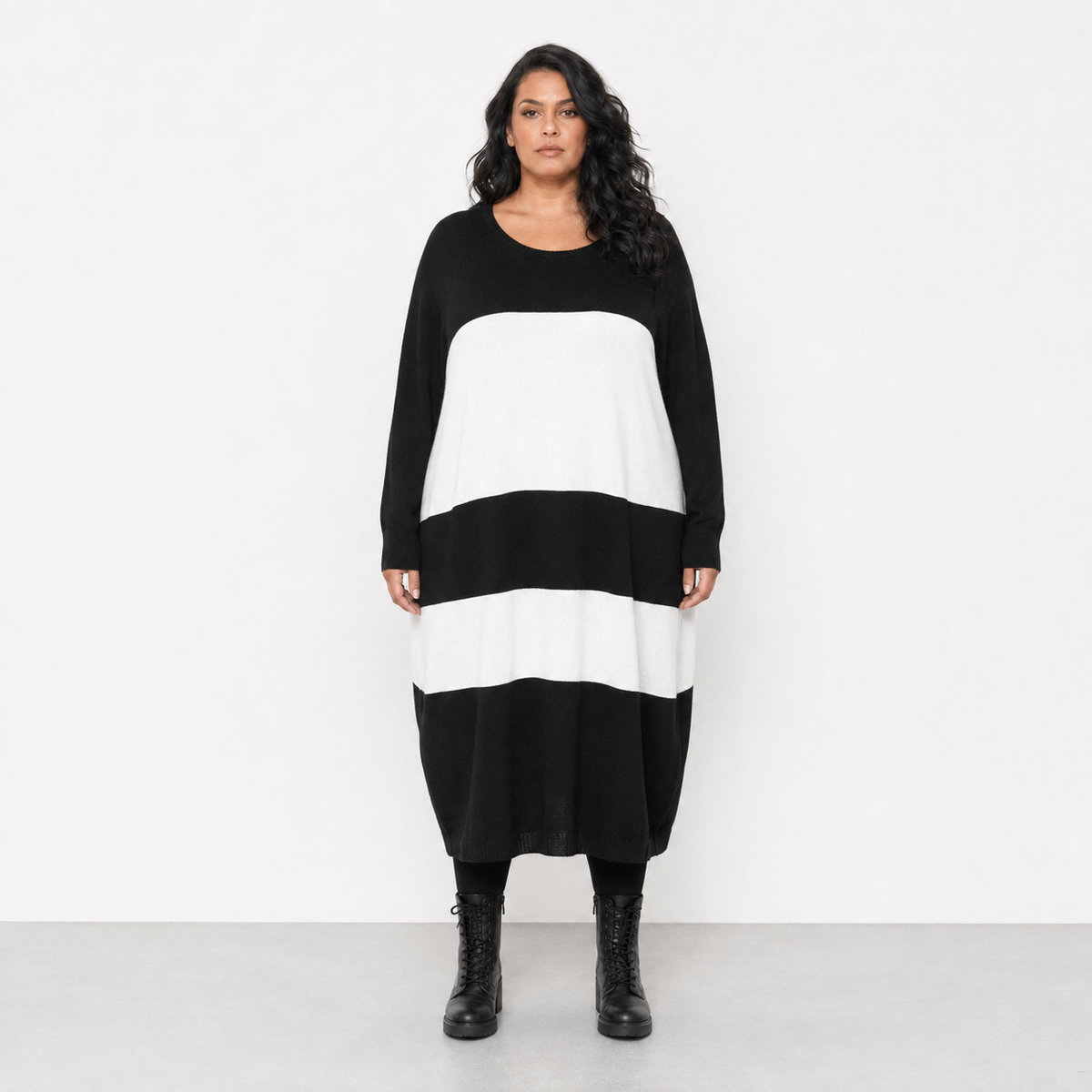 AKH Fashion Kleid Warmy 2402 Schwarz/Weiß