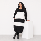 AKH Fashion Kleid Warmy 2402 Schwarz/Weiß