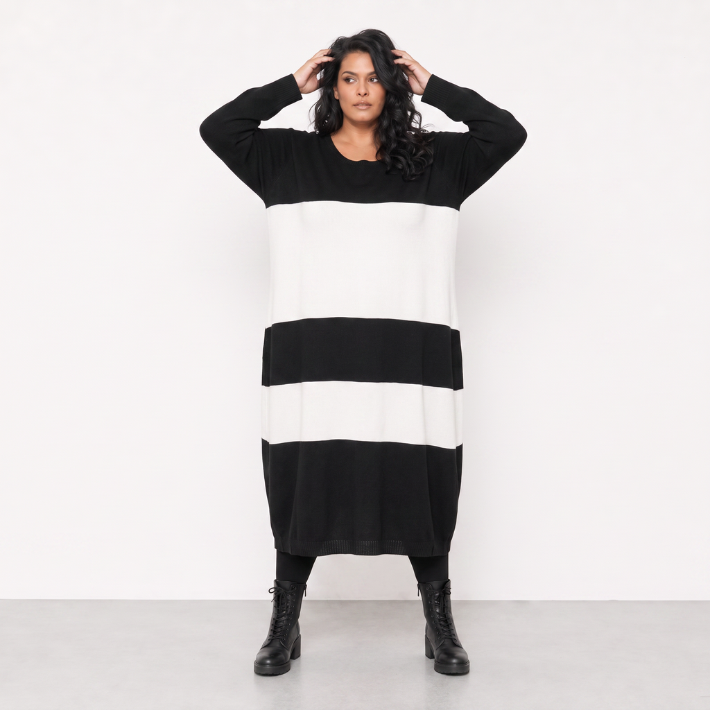 AKH Fashion Kleid Warmy 2402 Schwarz/Weiß