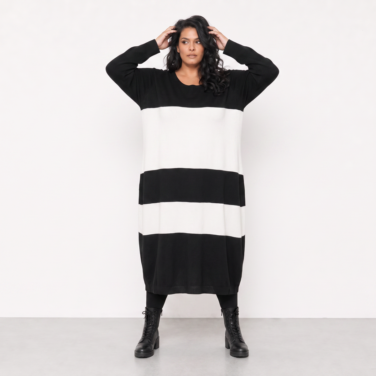 AKH Fashion Kleid Warmy 2402 Schwarz/Weiß