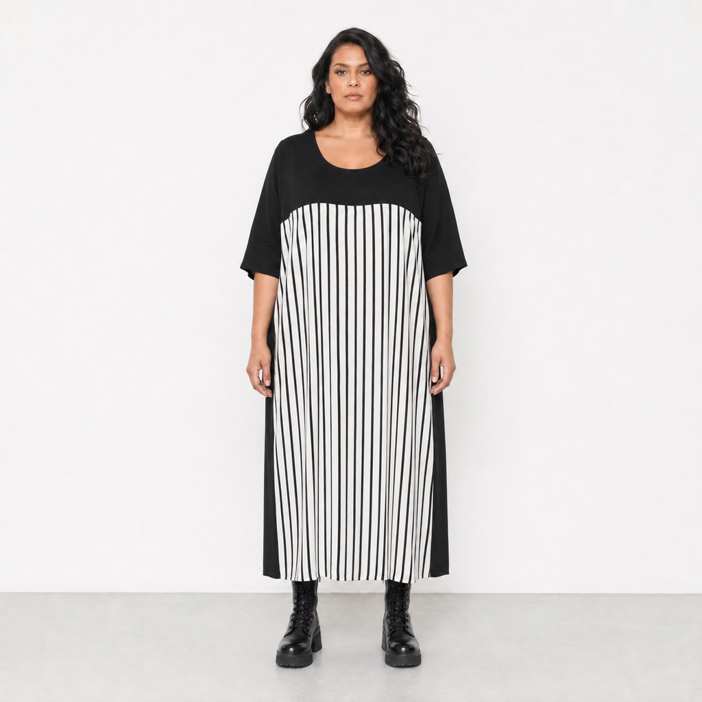 AKH Fashion Kleid Warmy 2403 Schwarz/Weiß