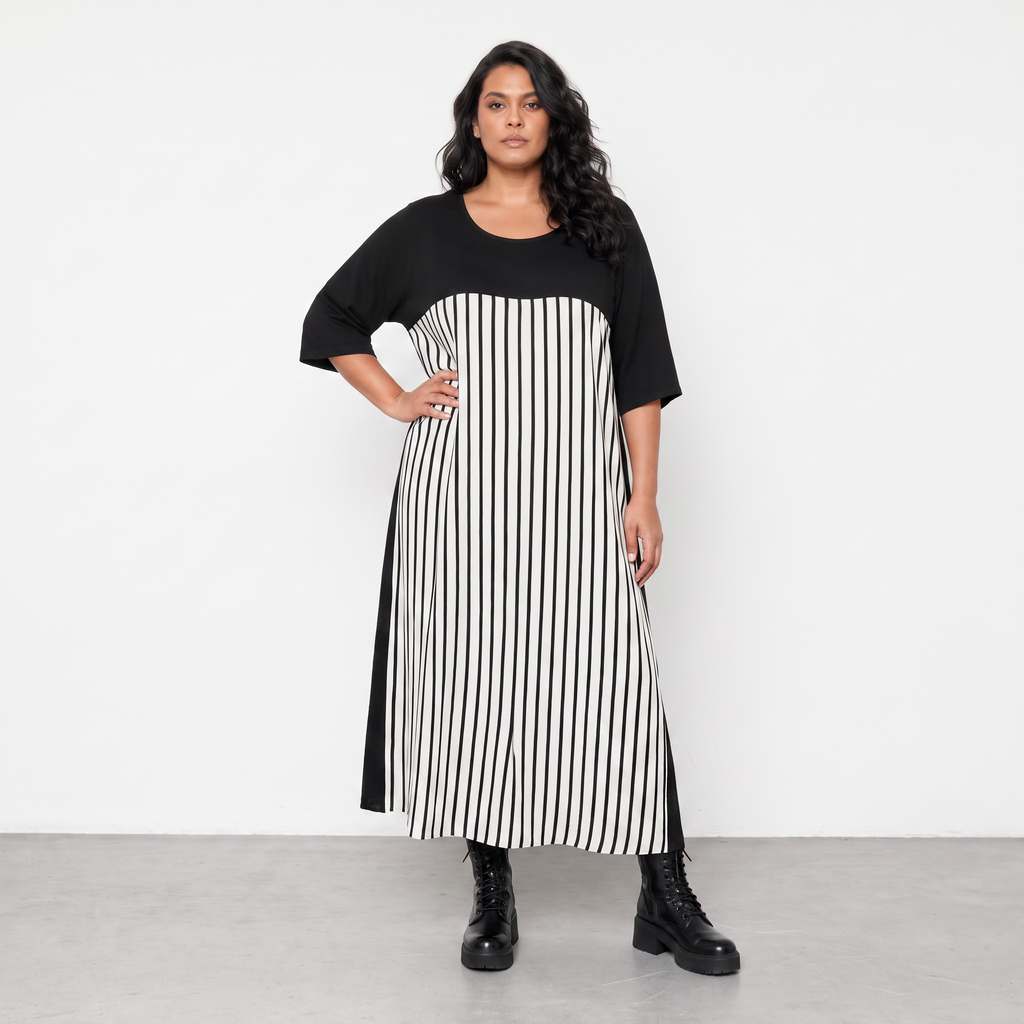 AKH Fashion Kleid Warmy 2403 Schwarz/Weiß