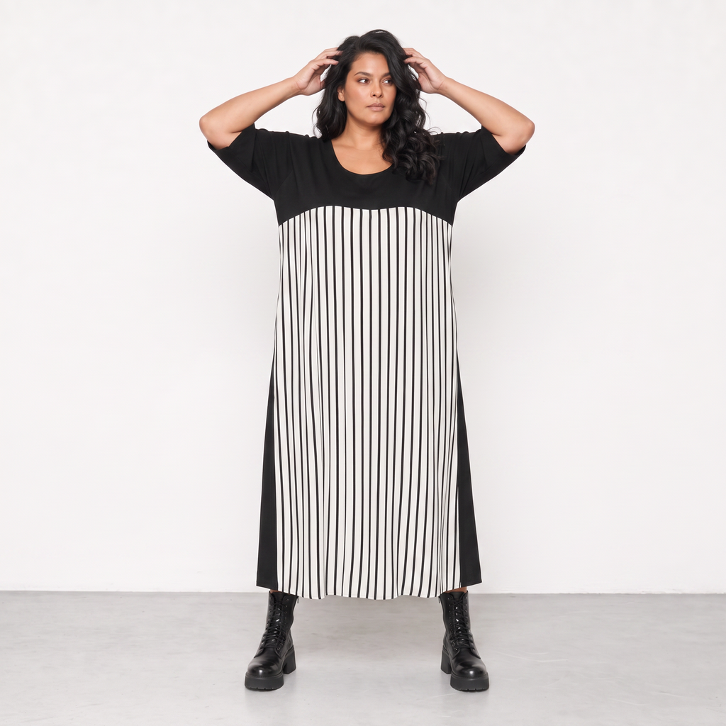 AKH Fashion Kleid Warmy 2403 Schwarz/Weiß