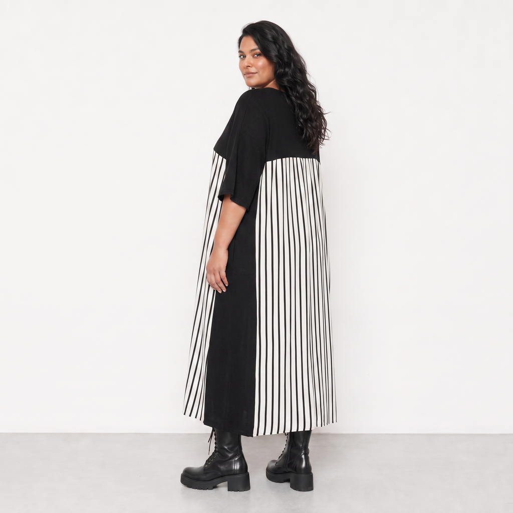 AKH Fashion Kleid Warmy 2403 Schwarz/Weiß
