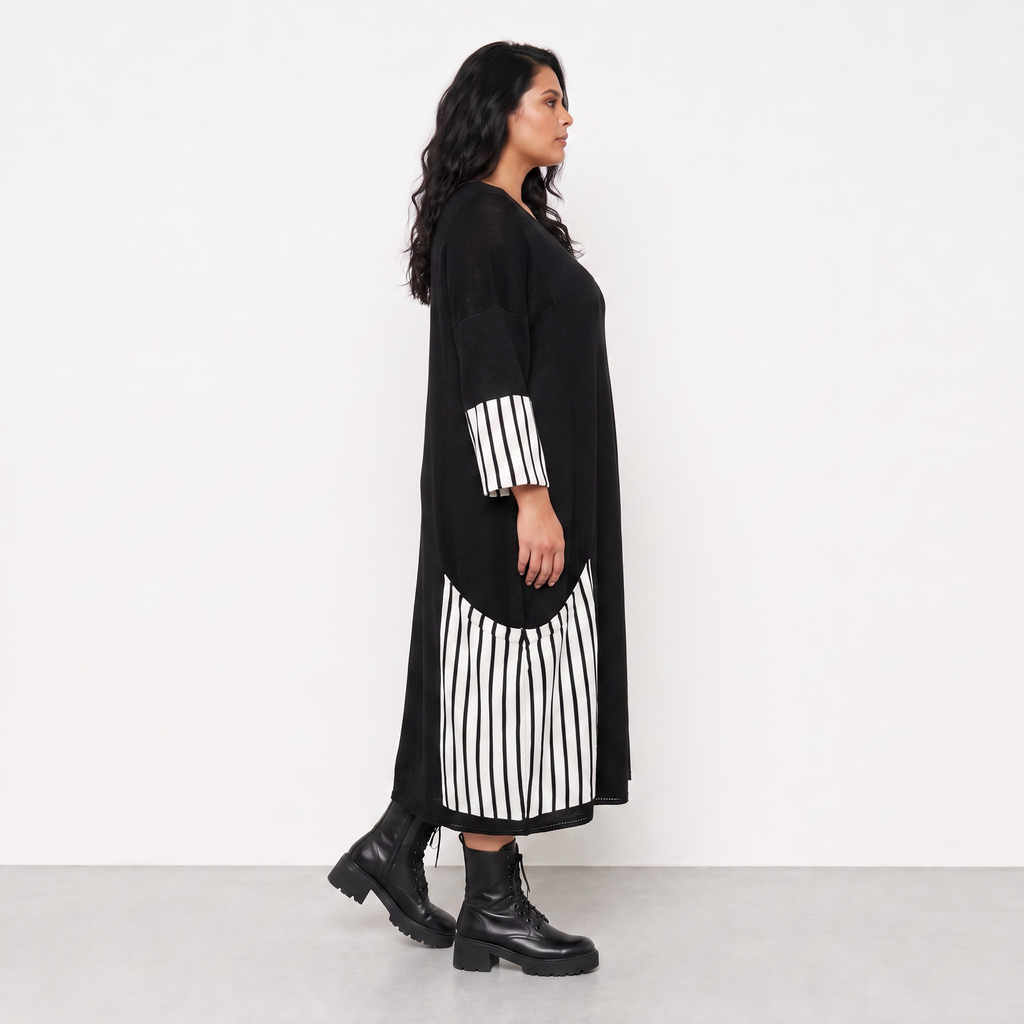 AKH Fashion Kleid Warmy 2405 Schwarz/Weiß