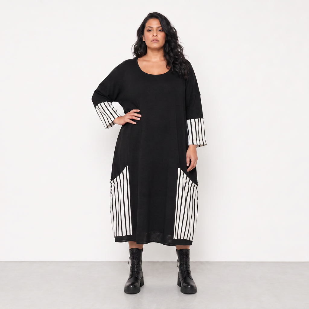 AKH Fashion Kleid Warmy 2405 Schwarz/Weiß