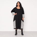 AKH Fashion Kleid Warmy 2405 Schwarz/Weiß
