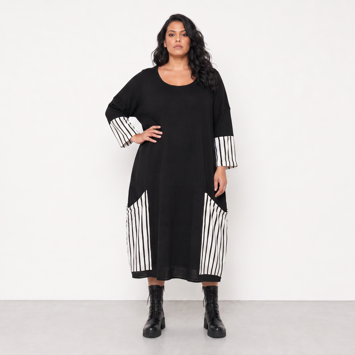 AKH Fashion Kleid Warmy 2405 Schwarz/Weiß