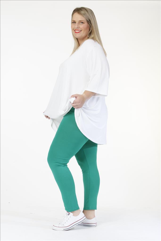 Sommer Leggings in gerader Form aus feiner Jersey Qualität, Smaragdgrün Lagenlook Oversize Mode B2B Großhandel
