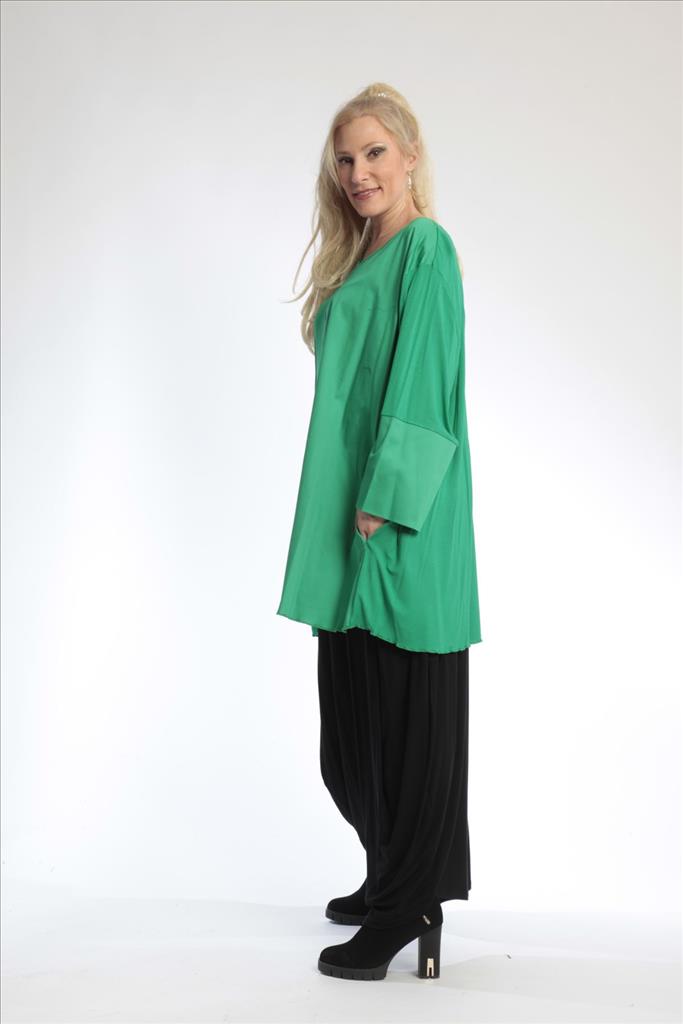 Alltags Big Shirt in A-Form aus er Jersey Qualität, Grün Lagenlook Oversize Mode B2B Großhandel