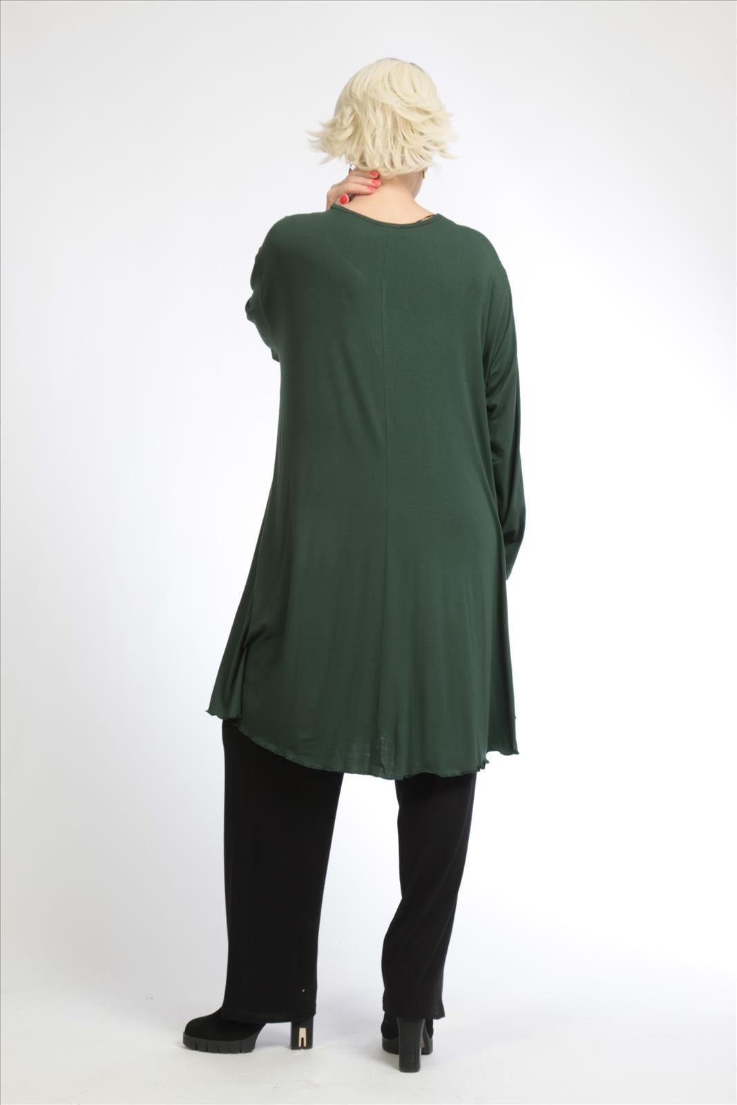 Alltags Big Shirt in A-Form aus feiner Jersey Qualität, Grün Lagenlook Oversize Mode B2B Großhandel