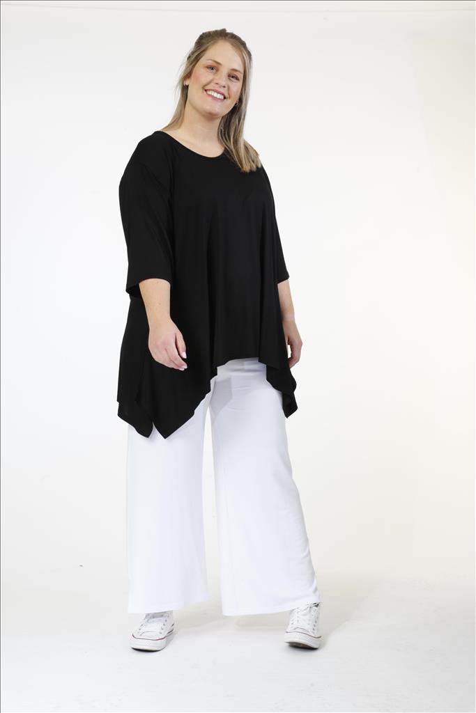 Alltags Big Shirt in A-Form aus feiner Jersey Qualität, Schwarz Lagenlook Oversize Mode B2B Großhandel