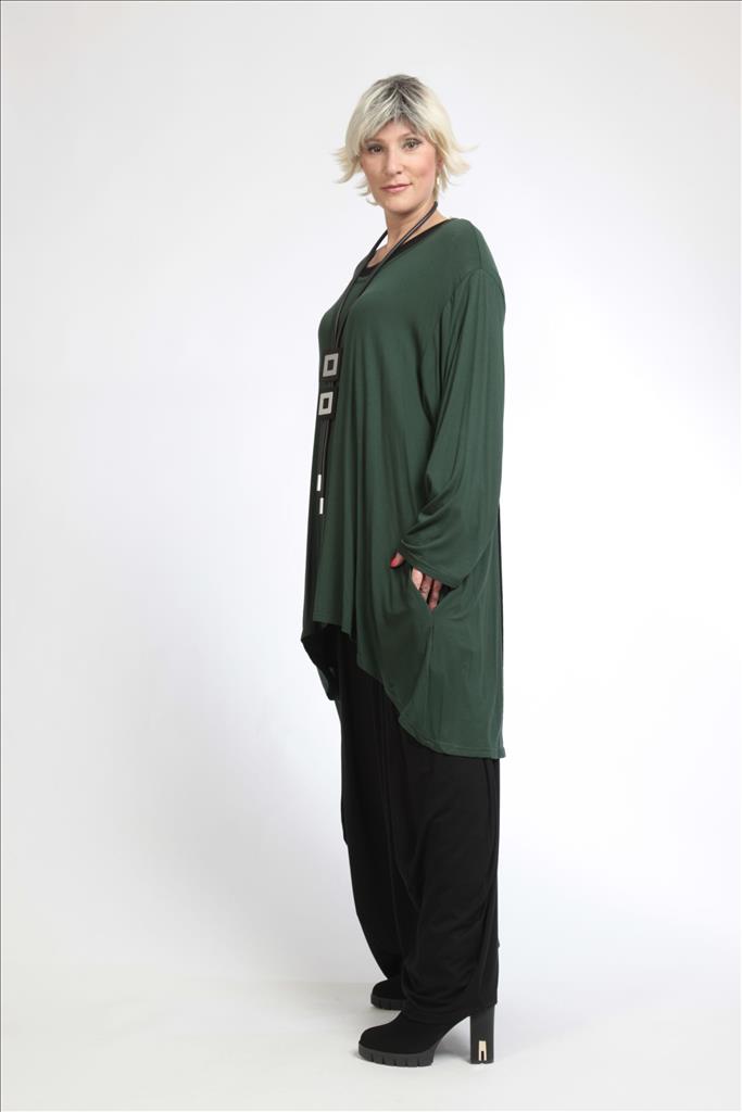 Alltags Big Shirt in Form aus feiner Jersey Qualität, Grün Lagenlook Oversize Mode B2B Großhandel