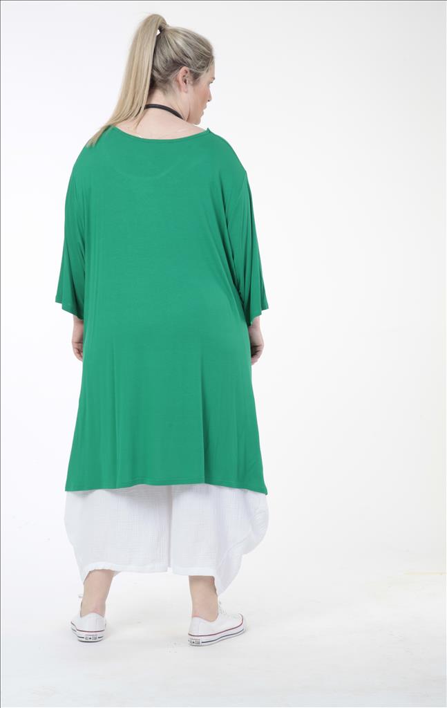 Alltags Big Shirt in Form aus feiner Jersey Qualität, Grün Lagenlook Oversize Mode B2B Großhandel