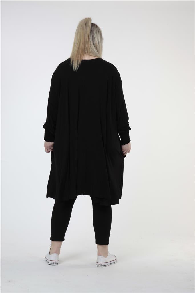 Alltags Jacke in Form aus feiner Jersey Qualität, Schwarz Lagenlook Oversize Mode B2B Großhandel