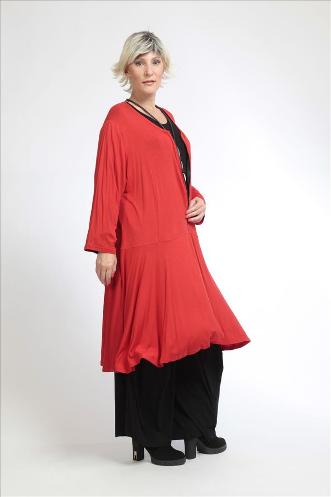 Alltags Jacke in Glocken Form aus feiner Jersey Qualität, Rot Lagenlook Oversize Mode B2B Großhandel