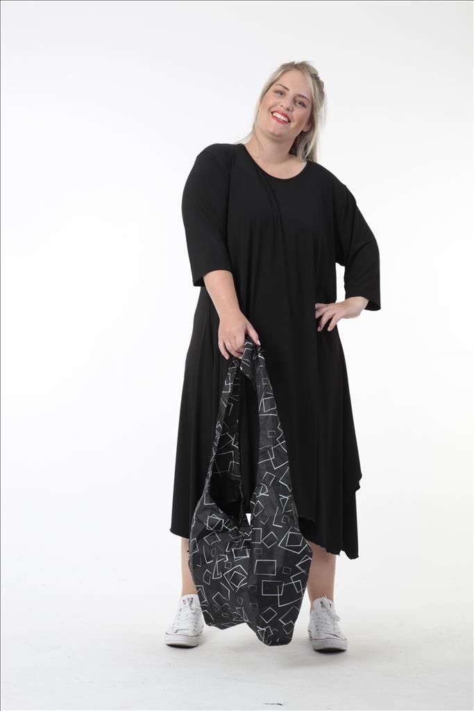 Alltags Kleid in A-Form aus er Slinky Qualität, Schwarz Lagenlook Oversize Mode B2B Großhandel
