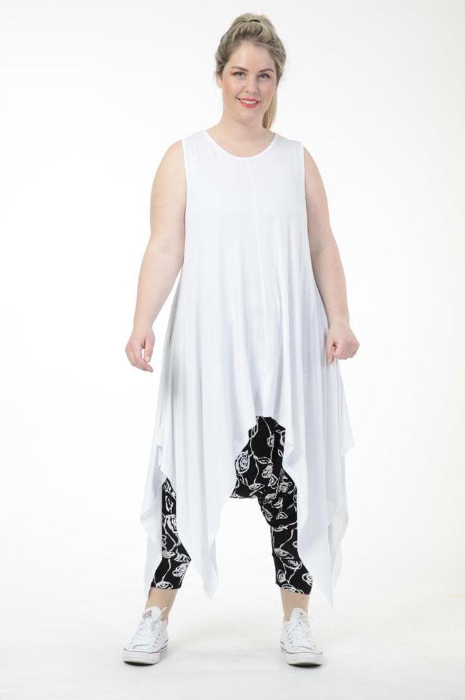 Alltags Kleid in A-Form aus feiner Jersey Qualität, Weiß Lagenlook Oversize Mode B2B Großhandel
