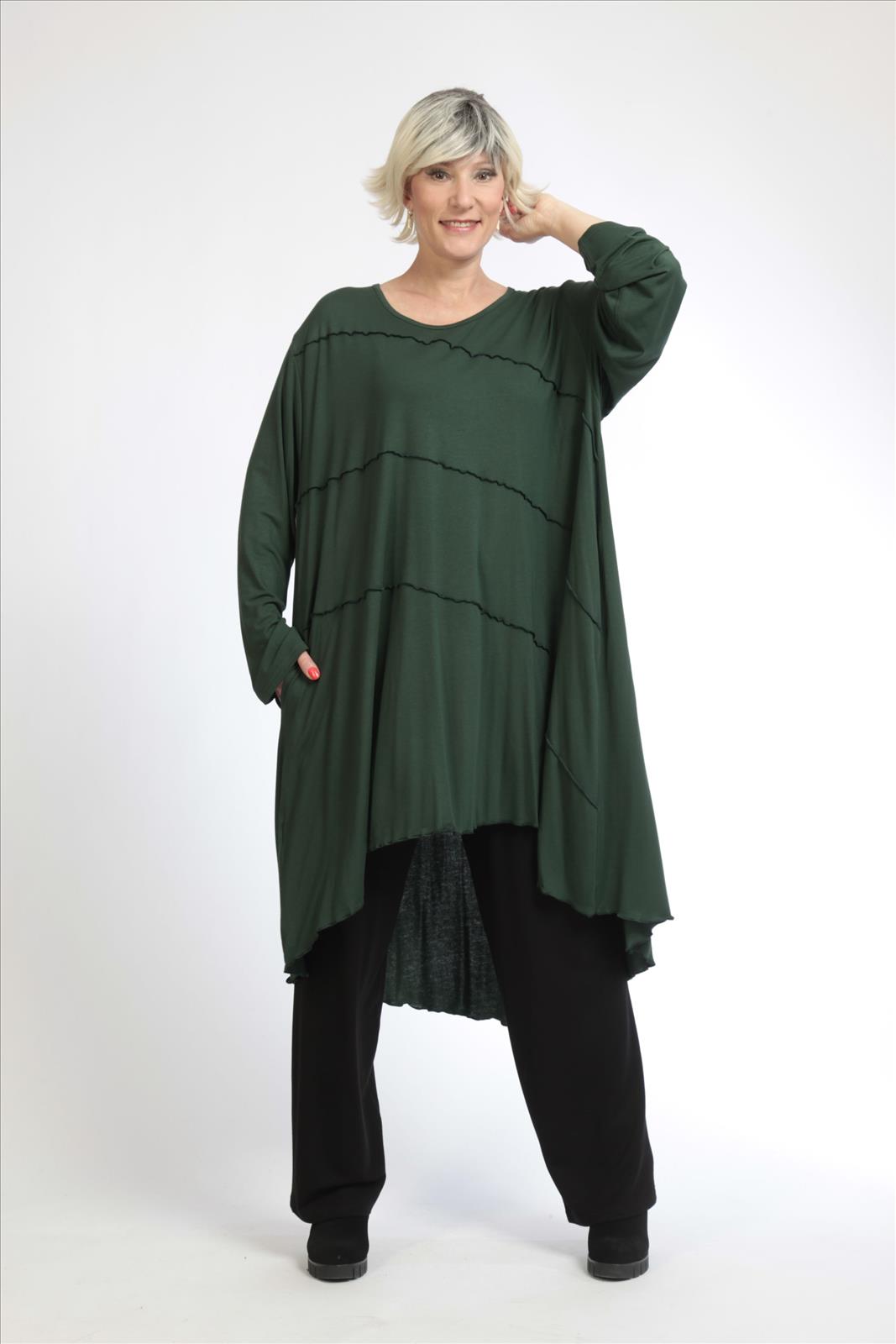 Alltags Kleid in Form aus feiner Jersey Qualität, Grün Lagenlook Oversize Mode B2B Großhandel