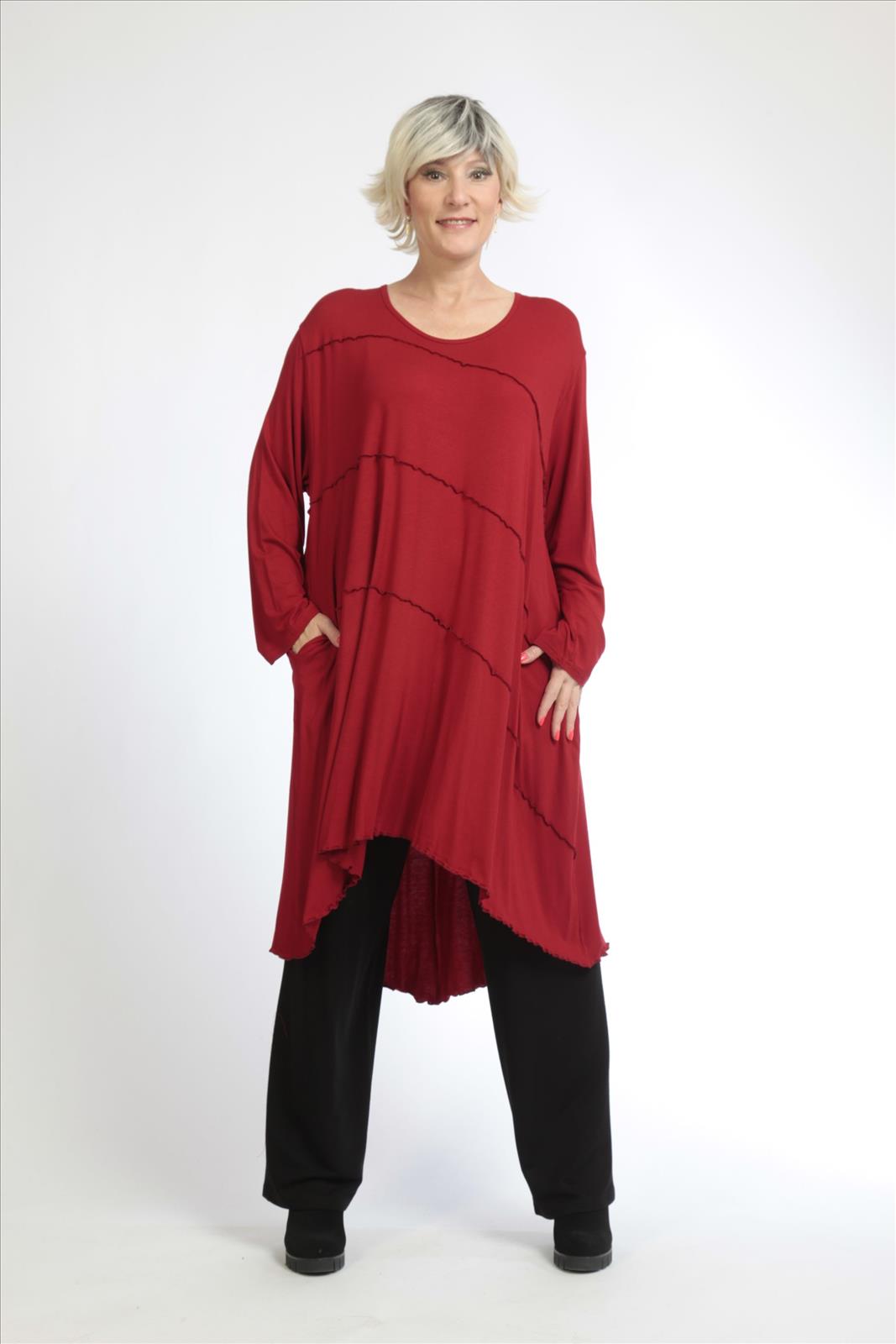 Alltags Kleid in Form aus feiner Jersey Qualität, Rot Lagenlook Oversize Mode B2B Großhandel