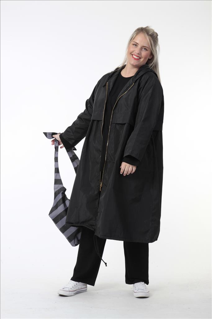 Alltags Mantel in gerader Form aus er Qualität, Schwarz Lagenlook Oversize Mode B2B Großhandel