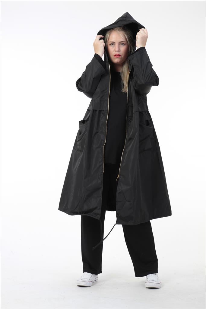 Alltags Mantel in gerader Form aus er Qualität, Schwarz Lagenlook Oversize Mode B2B Großhandel