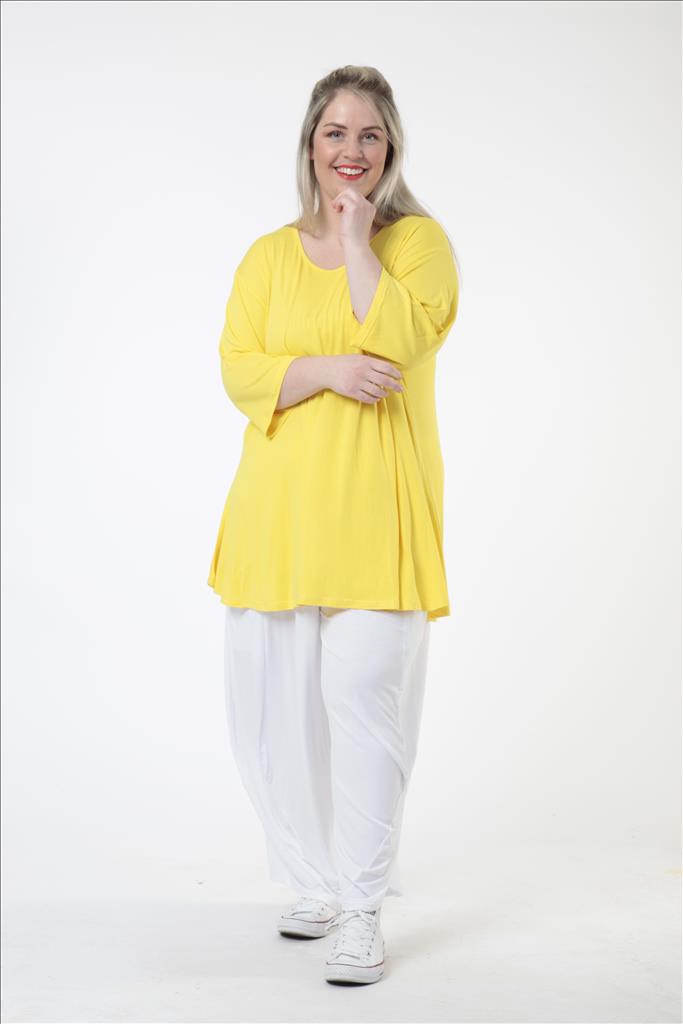 Alltags Shirt in Glocken Form aus feiner Jersey Qualität, Gelb Lagenlook Oversize Mode B2B Großhandel