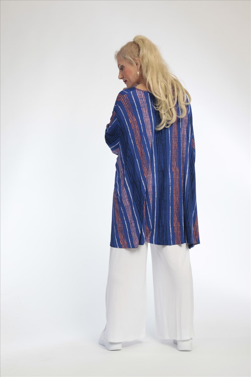 Sommer Big Shirt in A-Form aus er Qualität, Royalblau-Multi Lagenlook Oversize Mode B2B Großhandel
