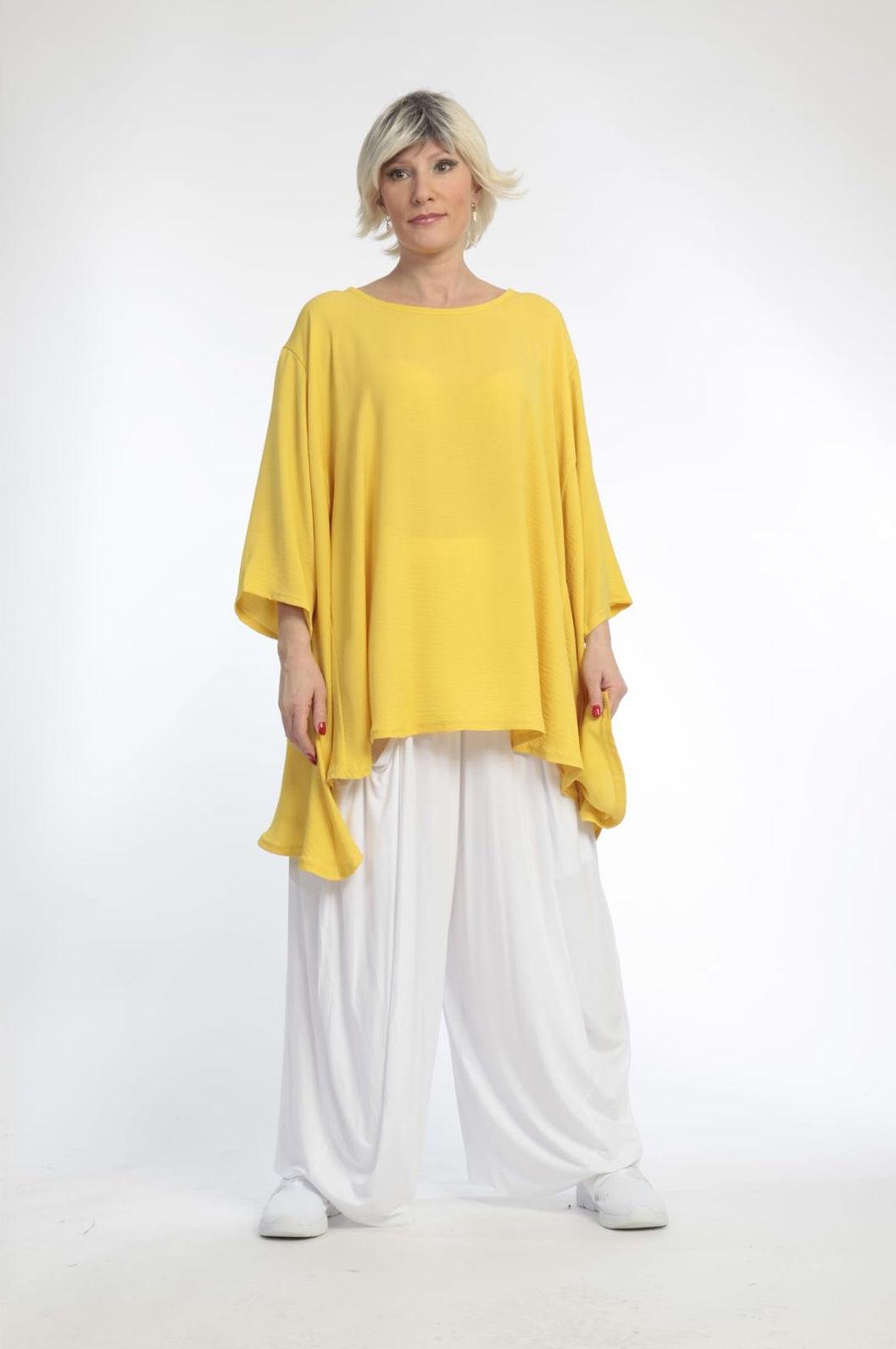 Sommer Big Shirt in A-Form aus er Twill Qualität, Gelb Lagenlook Oversize Mode B2B Großhandel