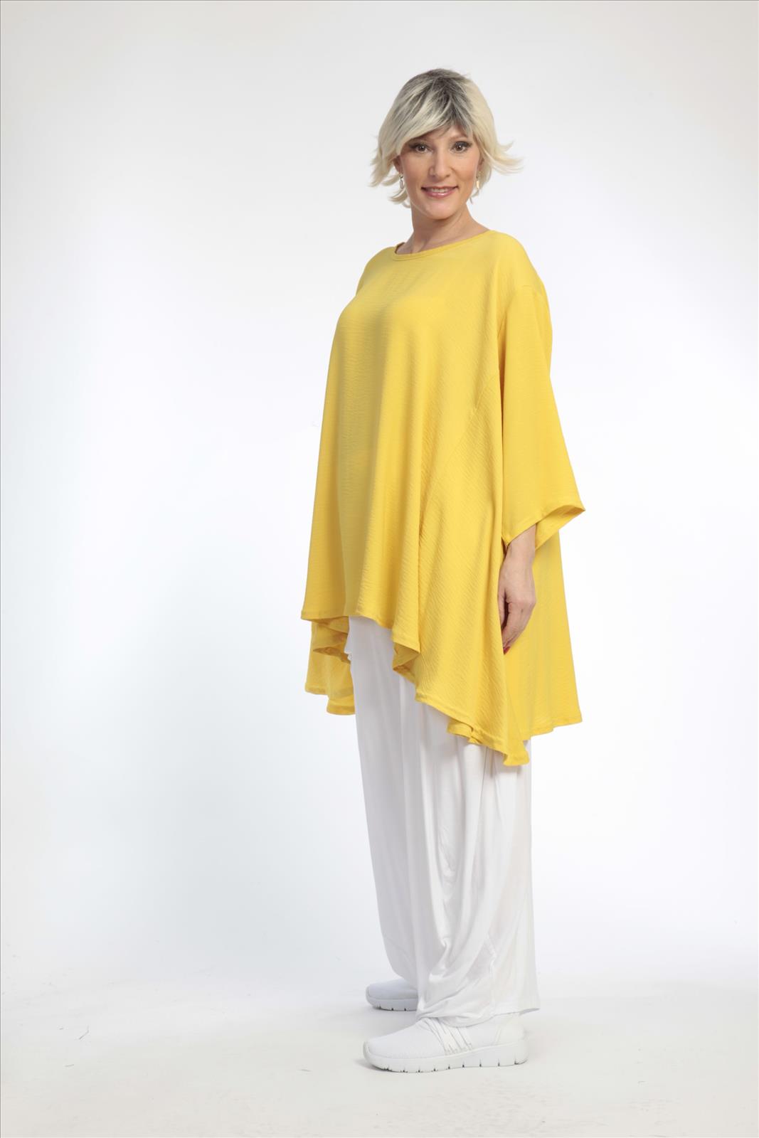 Sommer Big Shirt in A-Form aus er Twill Qualität, Gelb Lagenlook Oversize Mode B2B Großhandel