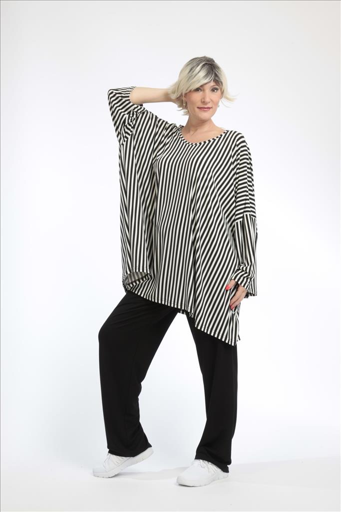 Sommer Big Shirt in Form aus er Slinky Qualität, Schwarz-Weiß Lagenlook Oversize Mode B2B Großhandel